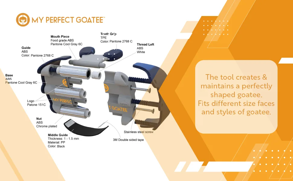 Mens Goatee Shaving Template - Create a Perfectly Shaped Goatee Every Time - Adjustable Reduces Shaving Time - Shape Van Dyke, Goatee and Circle Bead (Version 1.1) 1 Count (Pack of 1) - Lifestyle 2