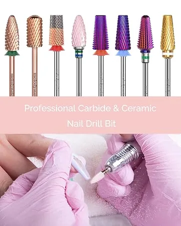 MelodySusie Nail Drill Machine, Electric Nail File Professional For Acrylic Nail, Rechargeable Cordless Portable E File 6 Nail Drill Bit Set - S5 Jade - bits