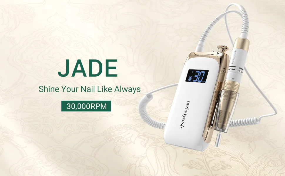 MelodySusie Nail Drill Machine, Electric Nail File Professional For Acrylic Nail, Rechargeable Cordless Portable E File 6 Nail Drill Bit Set - S5 Jade - Electric Nail File
