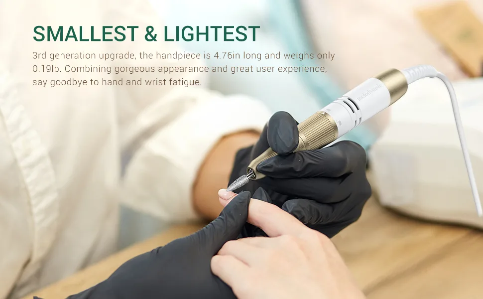 MelodySusie Nail Drill Machine, Electric Nail File Professional For Acrylic Nail, Rechargeable Cordless Portable E File 6 Nail Drill Bit Set - S5 Jade - nail file