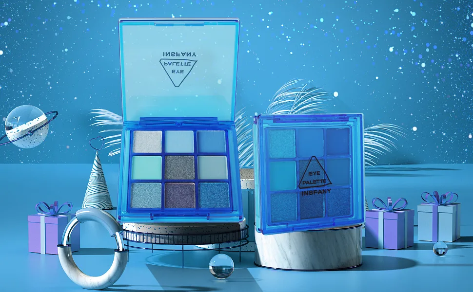 MEICOLY Blue Eyeshadow Palette 9 Colors Matte Glitter Eyeshadow Palette Metallic Silver Bright Waterproof Pressed Shimmer Pigmented Eye Shadow,Blue - blue eyeshadow