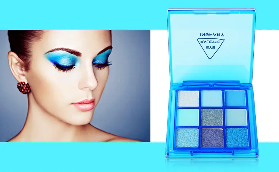 MEICOLY Blue Eyeshadow Palette 9 Colors Matte Glitter Eyeshadow Palette Metallic Silver Bright Waterproof Pressed Shimmer Pigmented Eye Shadow,Blue - Blue eyeshadow
