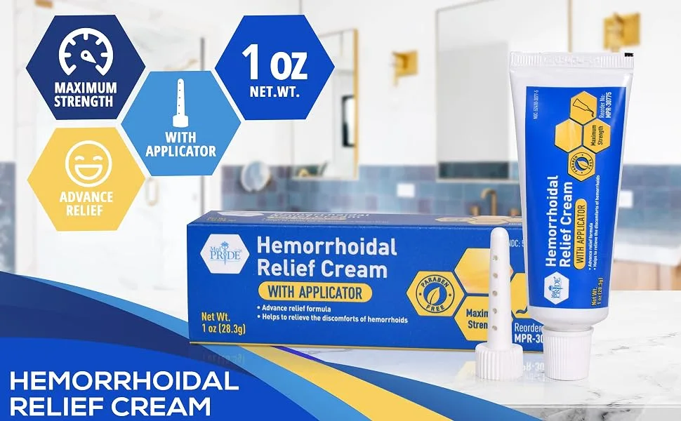 Medpride Maximum Strength Hemorrhoid Cream with Applicator - Paraben-Free Hemorrhoid Treatment for Internal & External Use- Effective Hemorrhoid Relief for Fissures, Itching, Swelling & Bleeding - product information 2