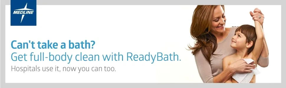Medline ReadyBath LUXE Body Cleansing Cloth Wipes, Fragrance Free, Extra Thick Wipes, Pack of 24 - product information 1