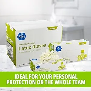 Med PRIDE Medical Exam Latex Gloves| 5 mil Thick, Medium Box of 100 Powder-Free Medium/100 - product information 5