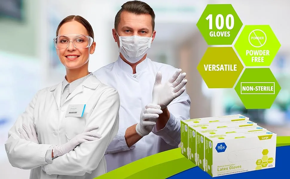 Med PRIDE Medical Exam Latex Gloves| 5 mil Thick, Medium Box of 100 Powder-Free Medium/100 - product information 6