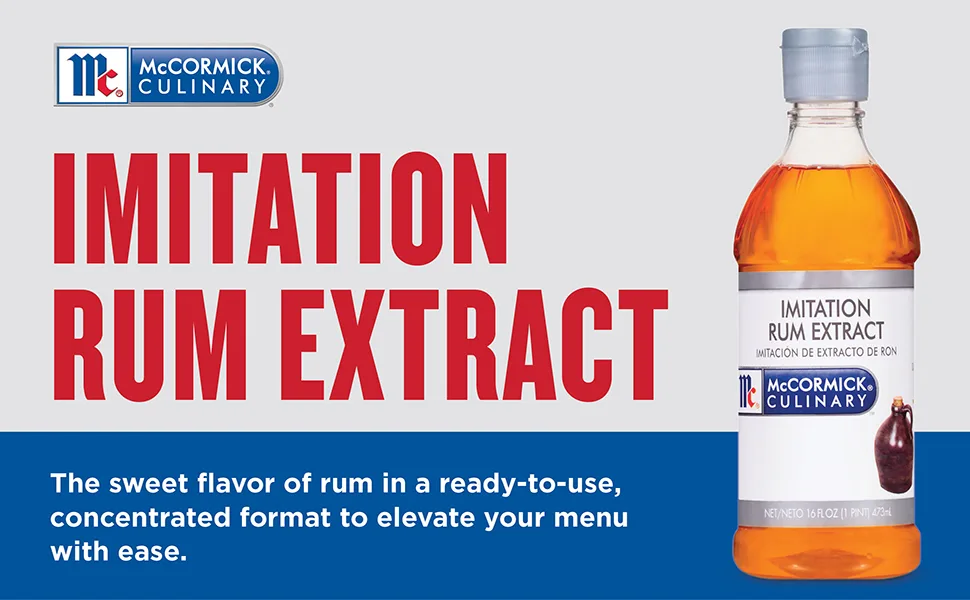 McCormick Culinary Imitation Rum Extract, 16 fl oz - One 16 Fluid Ounce Bottle of Rum Extract for Baking, Best for Desserts, Fruit, Sauces and More - McCormick Culinary Imitation Rum Extract