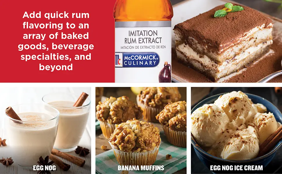 McCormick Culinary Imitation Rum Extract, 16 fl oz - One 16 Fluid Ounce Bottle of Rum Extract for Baking, Best for Desserts, Fruit, Sauces and More - McCormick Culinary Imitation Rum Extract