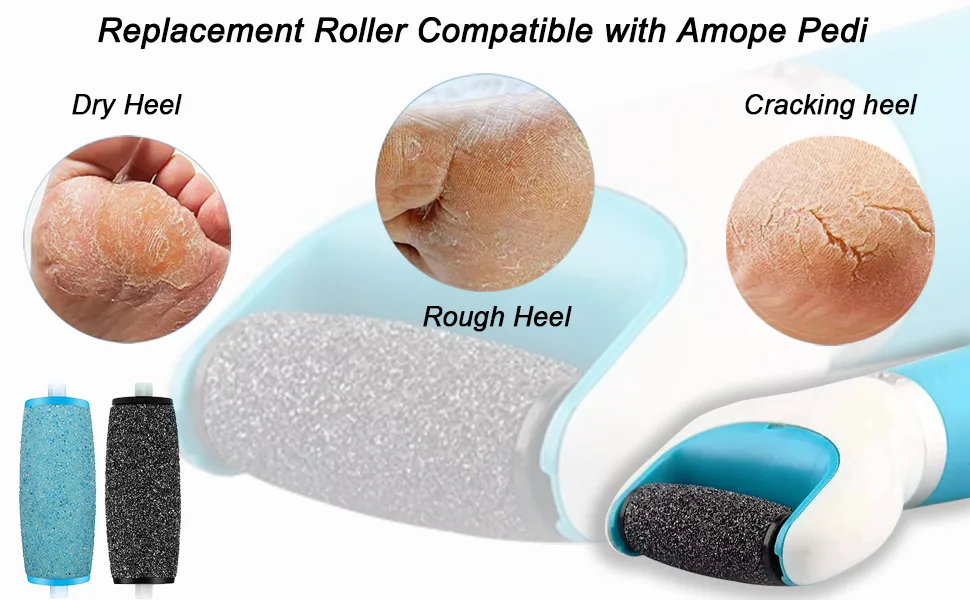 Mayting Replacement Roller for Amope Pedi Foot Scrubber, Callus Remover for Feet, Roller Refill Heads, 2 Extra Coarse&1 Regular Coarse - amope replacement rollers