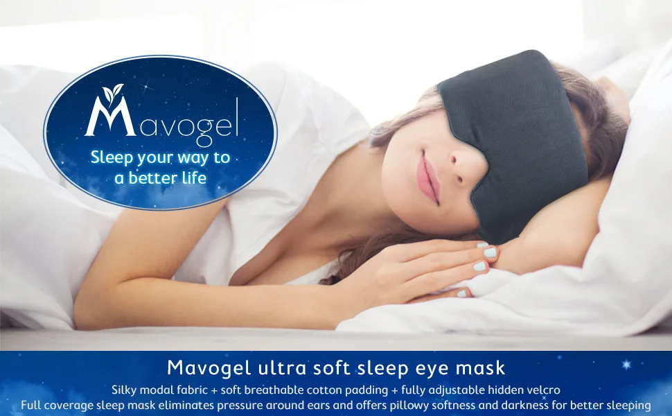 Mavogel 2019 New Sleep Eye Mask - Skin Friendly Modal Material & Light Blocking Sleeping Mask for Home/Flight/Shift Work, 100% Handmade, Fully Adjustable Strap, Full Eye Covers for Women/Men Sleeping Dark Grey - sleep mask