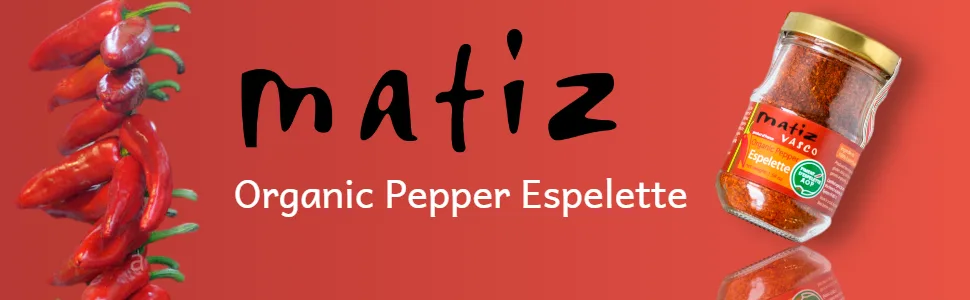 Matiz Organic Piment d'Espelette Pepper from Basque France | 1.58 Ounce | Traditional | - Matiz Organic Pepper Espelette dried red pepper Spain Spanish vasco product of France spices