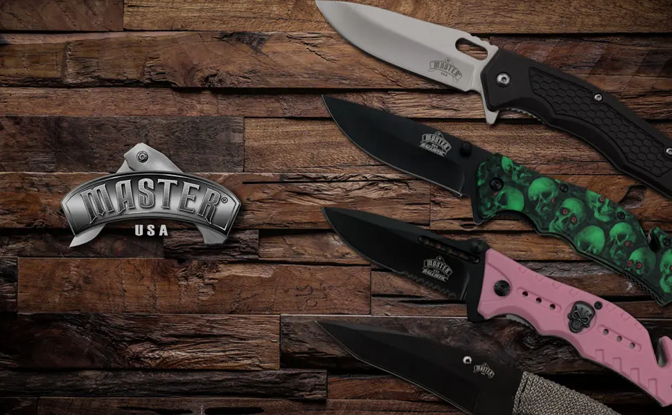 Master USA MU-A002 Series Spring Assisted Folding Knife, Black Straight Edge Blade, ABS Handle, 4-1/2-Inch Closed Pink - Master USA