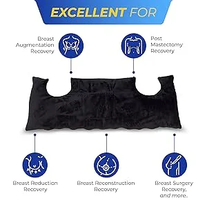 Mastectomy Pillow - Post Surgery Pillow for Breast Surgery and Heart Surgery Recovery - Perfect Surgery Recovery Gift Black - EXCELLENT FOR: Mastectomy Recovery, Breast Reconstruction, Open Heart Surgery, and more...