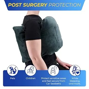 Mastectomy Pillow - Post Surgery Pillow for Breast Surgery and Heart Surgery Recovery - Perfect Surgery Recovery Gift Black - Provides Post Surgery Protection