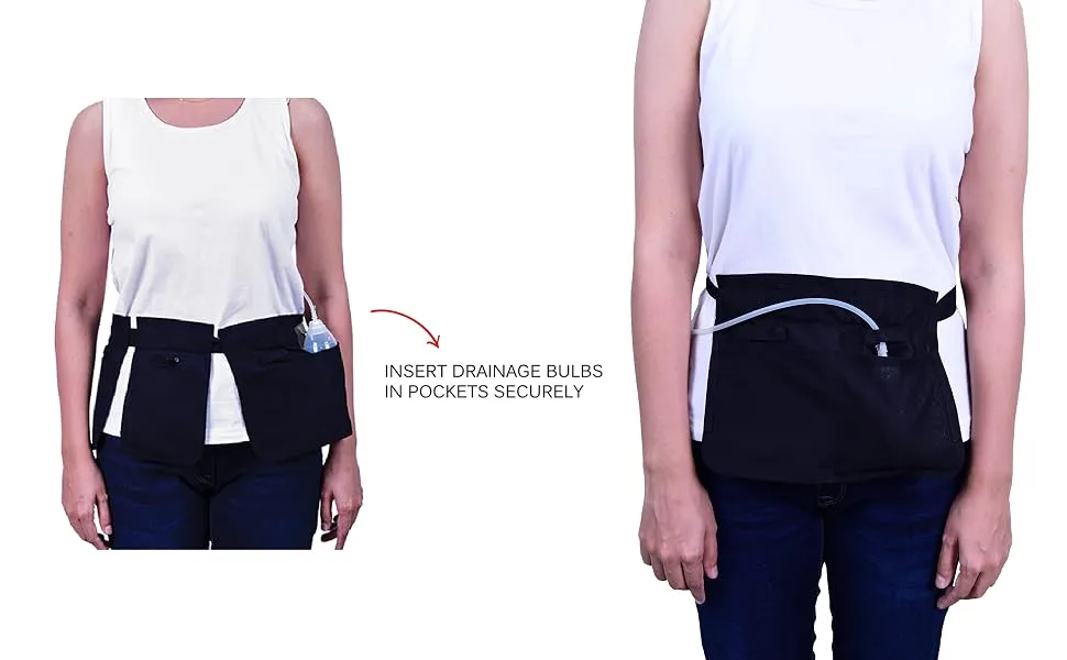 Mastectomy & Post Surgery Drain Carrier Belt & Shower Holder (Two Pack Black/Navy) Black / Navy - drain pocket belt