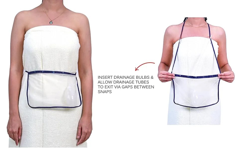 Mastectomy & Post Surgery Drain Carrier Belt & Shower Holder (Two Pack Black/Navy) Black / Navy - shower drain pocket holder for mastectomy
