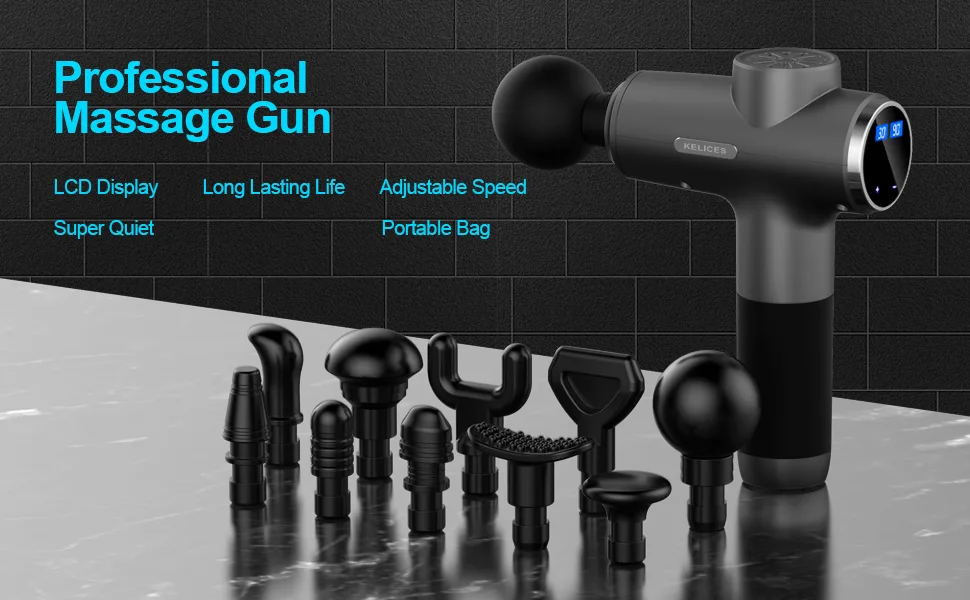 Massage Gun Deep Tissue Percussion Massager for Athletes,Handheld Body Back Muscle Massager with 15 Massage Heads and LCD Touch Screen - product information 1