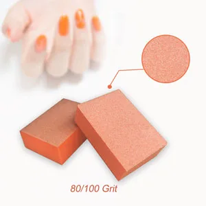 Maryton Nail Buffer Mini Block File 80/100 Grit Disposable Bulk, 130 Count (Orange) - nail buff