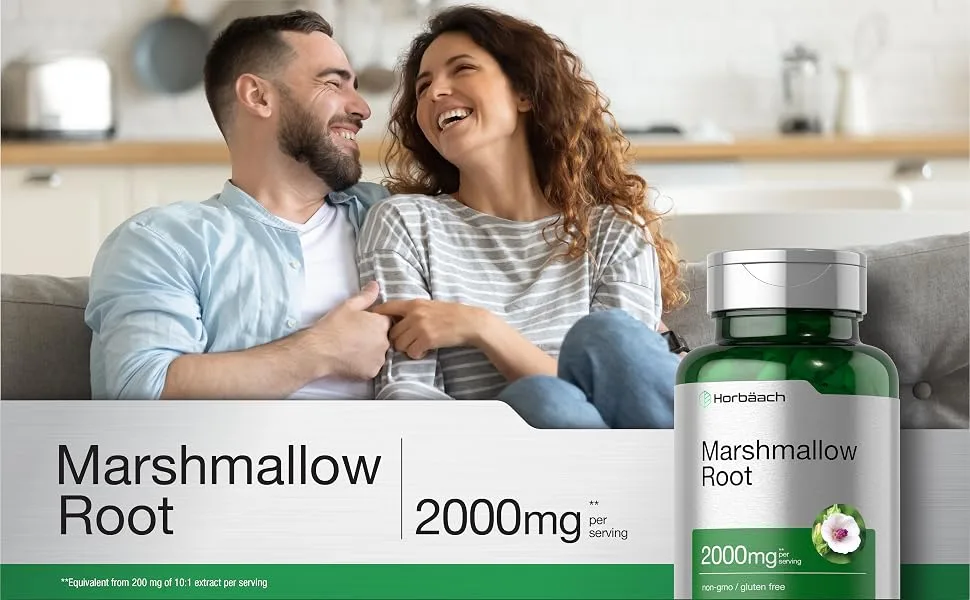 Marshmallow Root Capsules | 2000mg | 120 Count | Non-GMO & Gluten Free | Traditional Herb Extract | by Horbaach - hero
