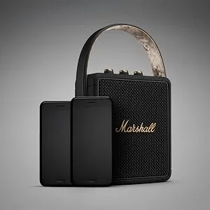 Marshall Stockwell II Portable Bluetooth Speaker - Black and Brass Black and Brass Speaker - Bluetooth 5.0