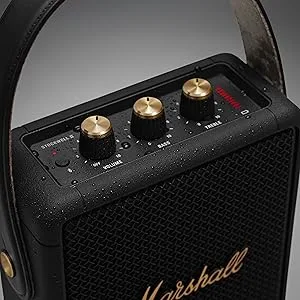 Marshall Stockwell II Portable Bluetooth Speaker - Black and Brass Black and Brass Speaker - IPX4 Water Resistance