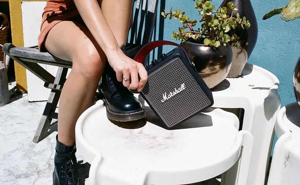 Marshall Stockwell II Portable Bluetooth Speaker - Black and Brass Black and Brass Speaker - Portable Bluetooth Speaker