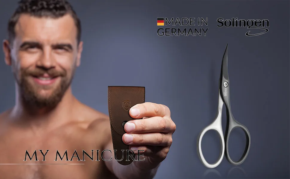 marQus Solingen INOX Titanium self sharpening Nail and Cuticle Scissors, fine, curved and sharp in handy case Precision Scissors, Nail Scissors Germany - Pedicure Beauty Grooming Kit for Nail, Eyebrow - marqus manicure, made in germany solingen nail Scissors curved blade