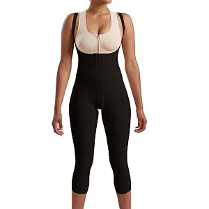 Marena Recovery Mid-Calf-Length Post Surgical Compression Girdle with High-Back - Stage 1 Black X-Small - marena