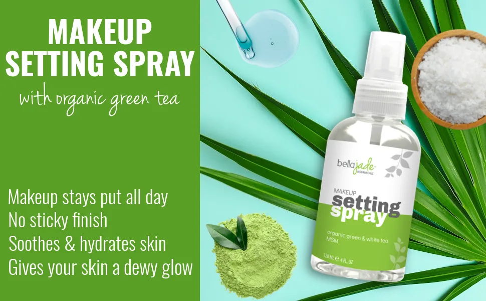 Makeup Setting Spray with Organic Green Tea, MSM and DMAE - A Must for Your Natural Anti Aging Skincare Routine - large 4 ounce bottle (1-Pack) 4 Fl Oz (Pack of 1) - Setting Spray Image