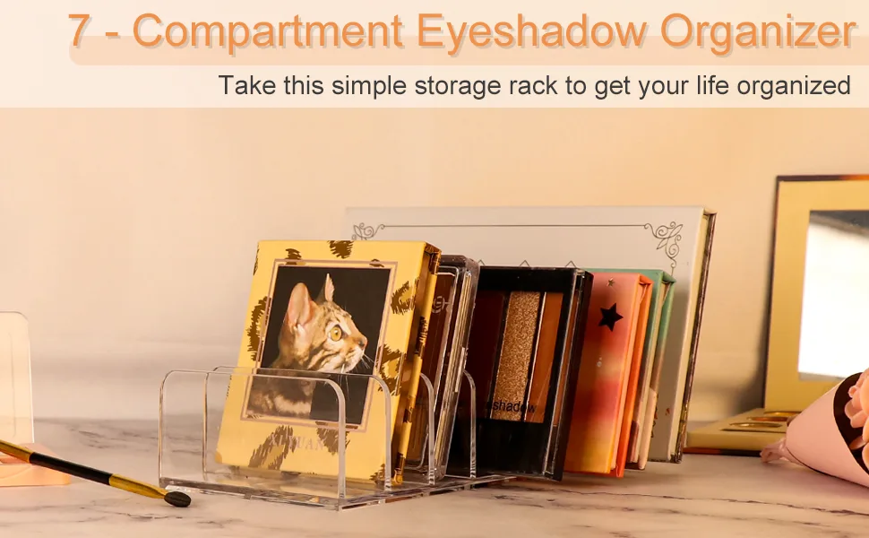 Makeup Organizer, Compact Makeup Palette Organize, for Bathroom Countertops, Vanities, Cabinets, Sleek Modern Cosmetics Storage Solution for - Eyeshadow Palettes, Contour Kits, Blush - 7 Sections 7 Sections - S - 7 - Compartment Eyeshadow Organizer