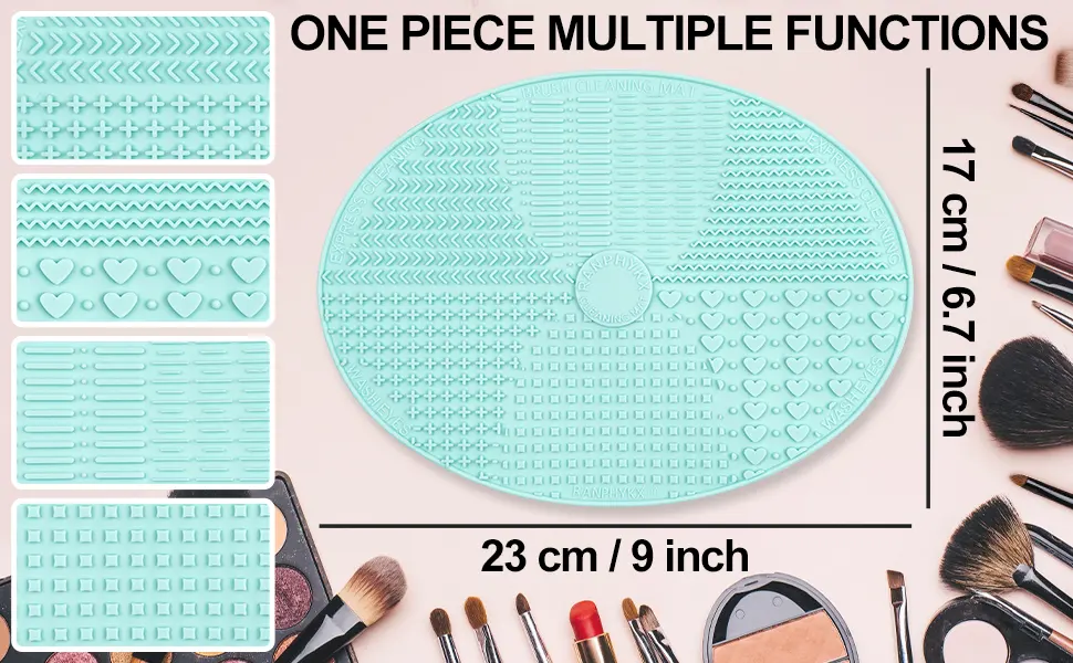 Makeup Brush Cleaner Mat Silicone Brush Cleaning Mat Big Size Make Up Brush Clean Pad with Suction Cup for Makeup Brush Cleaning (Green) - Brush Cleaning Pad