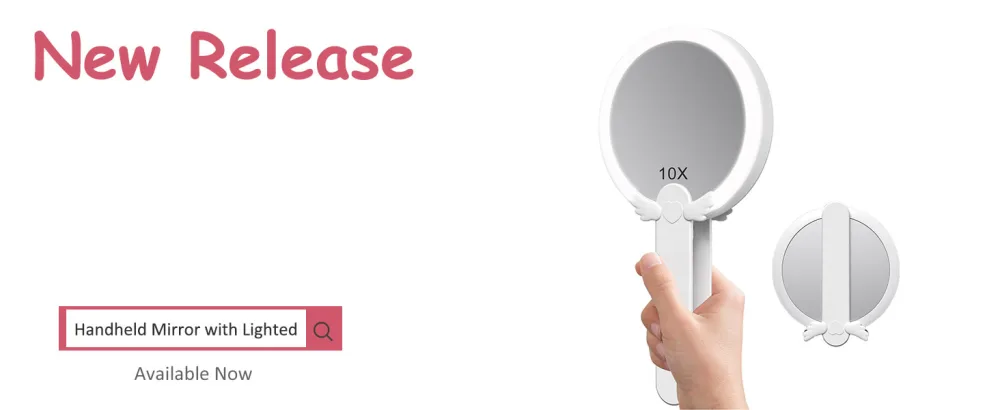 Magnifying Mirror 10X 1X Double Sided Magnification Makeup Vanity Mirror Rechargeable Lighted Mirror with 3 Color Setting Adjustable Rotation LED Vanity Desk Mirror White(Not Include Bag) - Compact Hand Mirror with Lighted