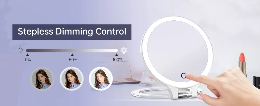 Magnifying Mirror 10X 1X Double Sided Magnification Makeup Vanity Mirror Rechargeable Lighted Mirror with 3 Color Setting Adjustable Rotation LED Vanity Desk Mirror White(Not Include Bag) - Magnifying Mirror 10X 1X Double Sided Magnification Makeup Vanity Mirror