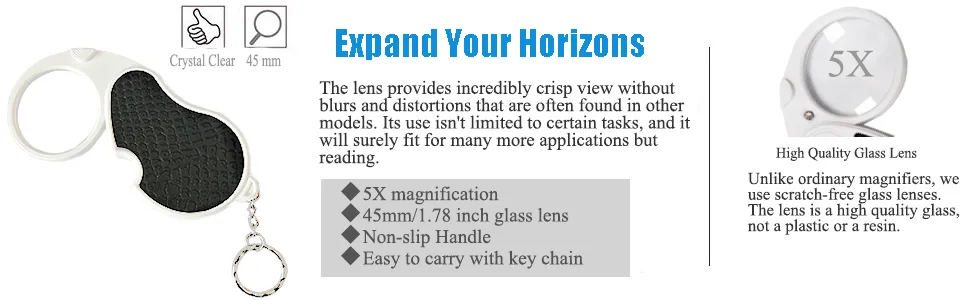 Magnifying Glass with Light, Lighted Magnifying Glass, 5X Handheld Pocket Magnifier Small Illuminated Folding Hand Held Lighted Magnifier for Reading Coins Hobby Travel - 45 Mm Diameter - pocket magnifying glass