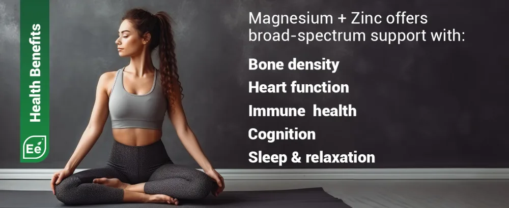 Magnesium + Zinc with Vitamin D3 by Essential Elements - Immune & Bone Support | Magnesium Glycinate, Citrate, Malate - Highly Bioavailable - 3 Month Supply 180 Count (Pack of 1) - Health Benefits
