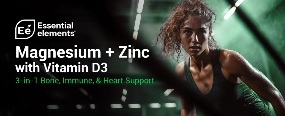 Magnesium + Zinc with Vitamin D3 by Essential Elements - Immune & Bone Support | Magnesium Glycinate, Citrate, Malate - Highly Bioavailable - 3 Month Supply 180 Count (Pack of 1) - Magnesium with Zinc