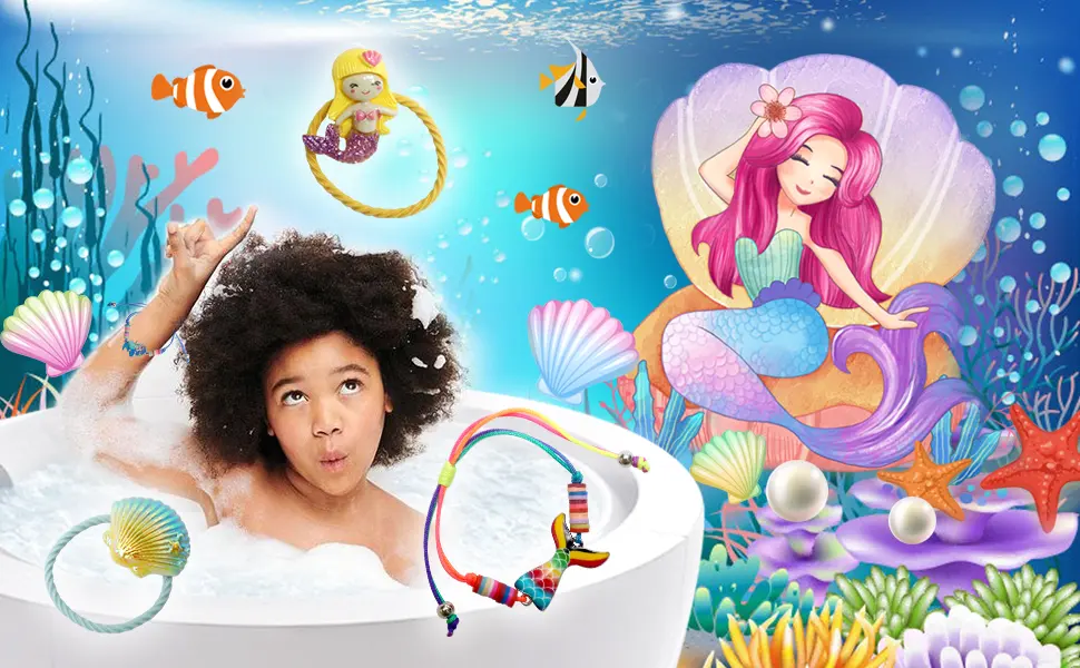 Magic Shell Bath Bomb Gift Set for Kids, 9 Pack Bath Bombs with Little Mermaid for Girls, Organic Bath Bombs with Surprise Inside. 9 Count (Pack of 1) - mermaid