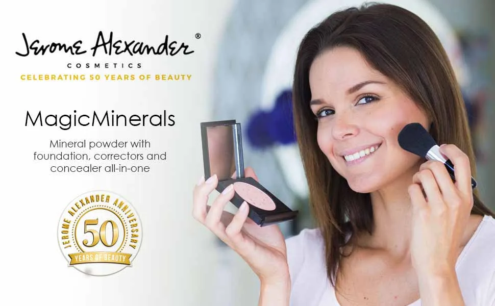 Magic Minerals by Jerome Alexander Mineral Powder Foundation with Color Correctors, Antioxidant Skincare Formula (Medium) Medium Powder 2pc - Magic Minerals, Mineral powder with foundation, correctors and concealer all-in-one