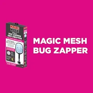 Magic Mesh 2 in 1 Bug Zapper & Swatter- Rechargeable Electric Swatter & Night Zapping Lamp- Zapping Racket Kills Mosquitos, Flies, & Insects Outdoors or Indoors - Magic Mesh Bug Zapper