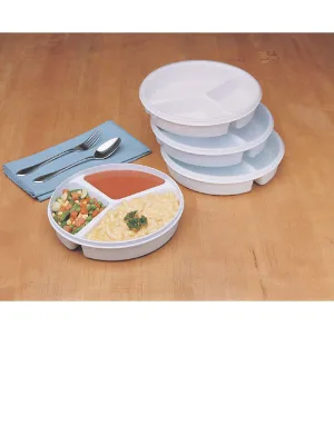 Maddak SP Ableware Sandstone Partitioned Scoop Dish with Lid - 49701 - SP Ableware Maddak Partitioned Scoop Dish with Lid 745270000 745270004
