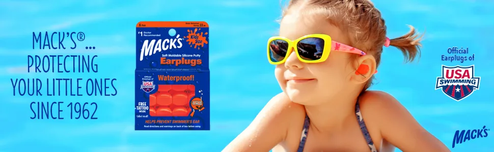 Mack's Soft Moldable Silicone Putty Ear Plugs - Kids Size, 6 Pair - Comfortable Small Earplugs for Swimming, Bathing, Travel, Loud Events and Flying - earplugs, ear plugs, macks, waterproof, silicone, swimmer