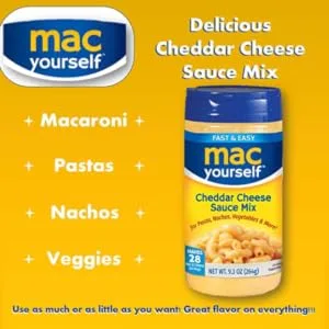 Mac Yourself | Delicious Cheddar Cheese Sauce Mix | Perfect Cheese Powder for Macaroni, Nachos, Veggies and More | 9.3 oz - So many uses