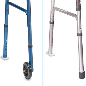 MABIS Walker Ski Glides, Fit 1-Inch Legs, Eliminates Need to Lift Walker, Made in USA, 2 Count - WORKS WITH WHEELS OR FEET