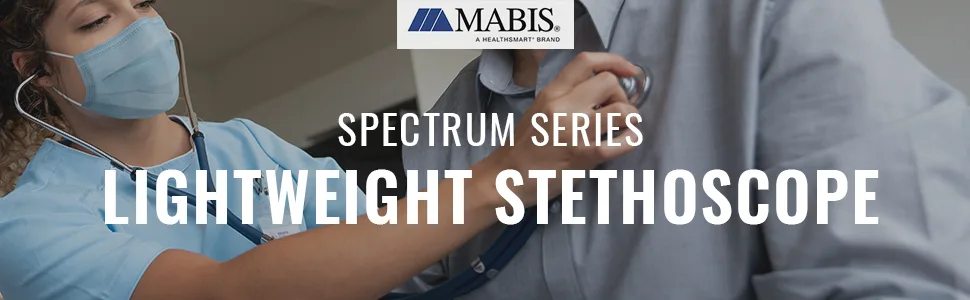 MABIS Spectrum Series Lightweight Nurse Stethoscope, Blue, 30 Inch - Lightweight Nurse Stethoscope