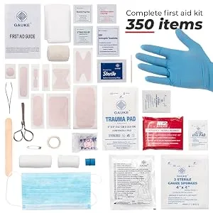 M2 BASICS 350 Piece Emergency First Aid Kit | Dual Layer, Wall Mountable, Medical Supplies for Business, School, Car or Home - 350 Pieces Included
