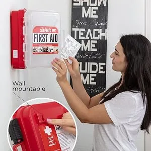 M2 BASICS 350 Piece Emergency First Aid Kit | Dual Layer, Wall Mountable, Medical Supplies for Business, School, Car or Home - M2 BASICS 350 Piece Premium First Aid Kit with Hard Case