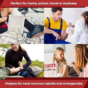 M2 BASICS 321 Piece Emergency First Aid Kit | Wall Mountable Case | Medical Supplies for Home, Office, Car, Travel - Wall mountable office first aid kit
