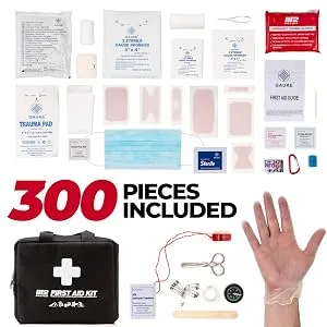 M2 BASICS 300 Piece (40 Unique Items) First Aid Kit | Premium Emergency Kits | Home, Camping, Car, Office, Travel, Vehicle, Survival 300 Piece Set - 300 First Aid Kit Items Included