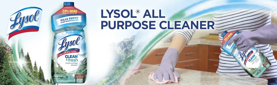 Lysol Multi-Surface Cleaner, Sanitizing and Disinfecting Pour, to Clean and Deodorize, Cool Adirondack Air, 48oz - Lysol All Purpose Cleaner