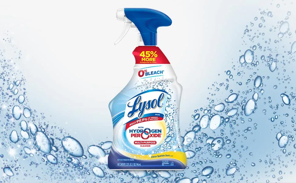 Lysol Multi Purpose Cleaner Spray, For Cleaning and Disinfecting, Bleach Free (Contains Hydrogen Peroxide), Citrus Scent, 32oz - Lysol Trigger - 0% Bleach